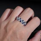 Vivid Blue Eternity Band — Moissanite, 925 Silver