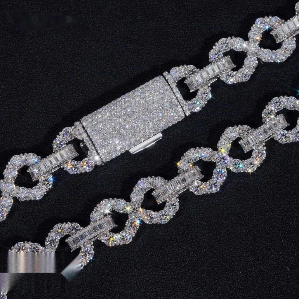 16mm Big Stone Cuban Chain — Moissanite, 925 Silver