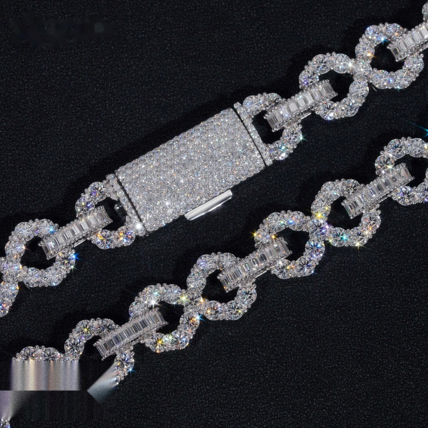 16mm Big Stone Cuban Chain — Moissanite, 925 Silver