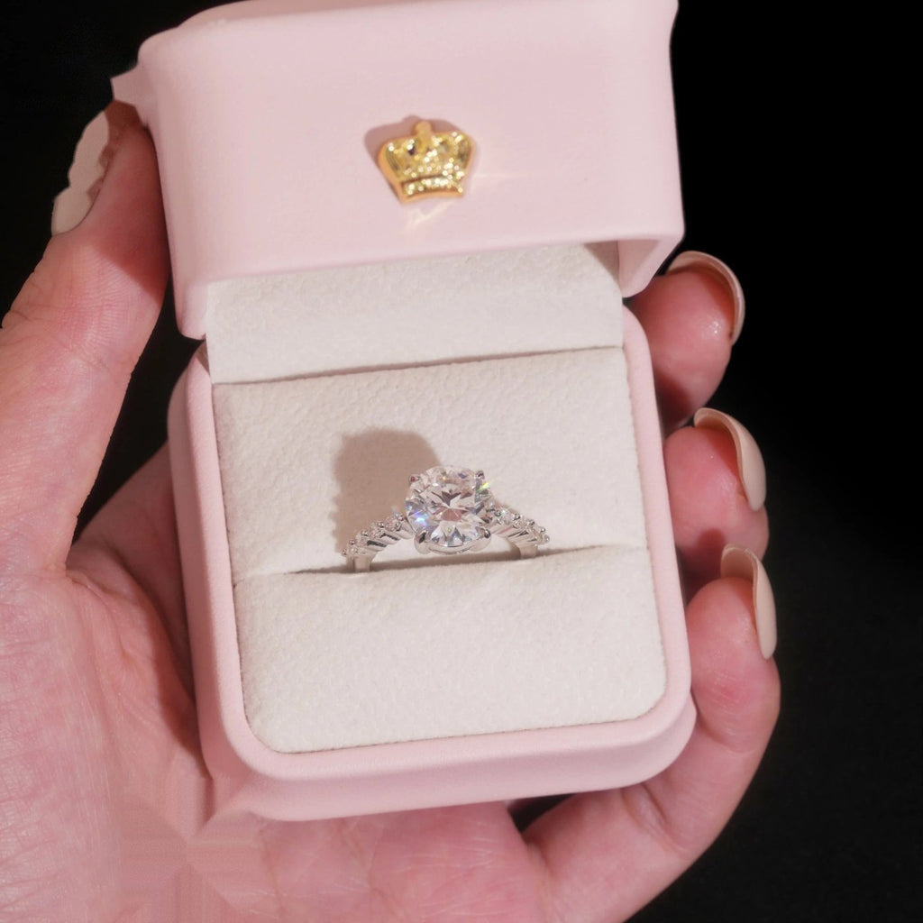 Round Cut Marquise Band Ring — Moissanite, 925 Silver