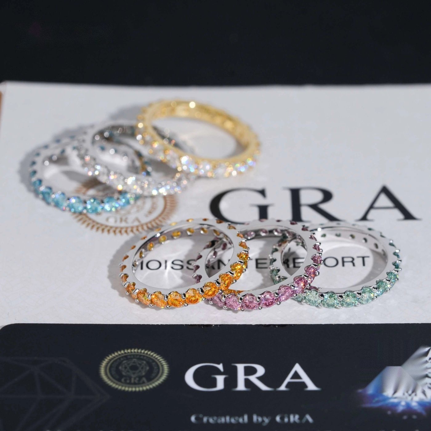3mm Color Stone Eternity Band — Moissanite, 925 Silver