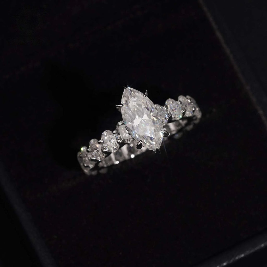 Marquise Solitaire Eternity Ring — Moissanite, 925 Silver