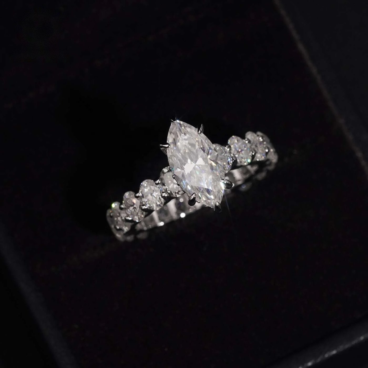 Marquise Solitaire Eternity Ring — Moissanite, 925 Silver