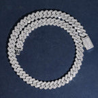 15mm Baguette Cuban Chain — Moissanite, 925 Silver