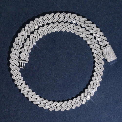 15mm Baguette Cuban Chain with moissanite in 925 silver - view 2