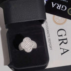 Men's Clover Half-Pavé Band Ring — Moissanite, 925 Silver