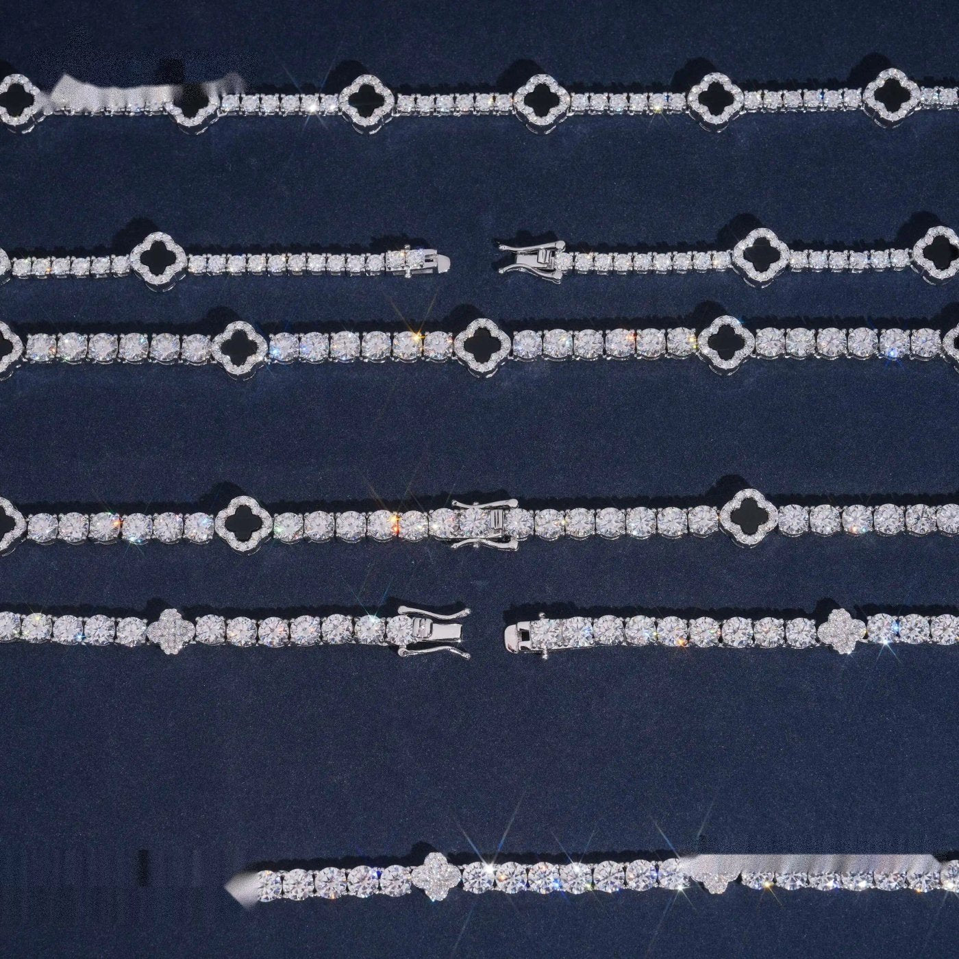 Vintage Clover Tennis Chain — Moissanite, 925 Silver