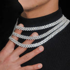 10mm Iced Prong Cuban Chain — Moissanite, 925 Silver