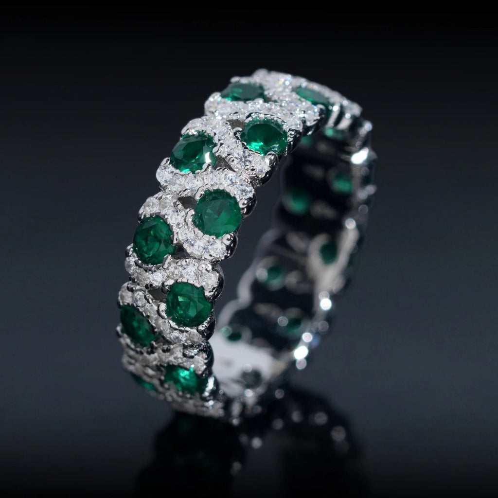 Vivid Green Eternity Band — Moissanite, 925 Silver