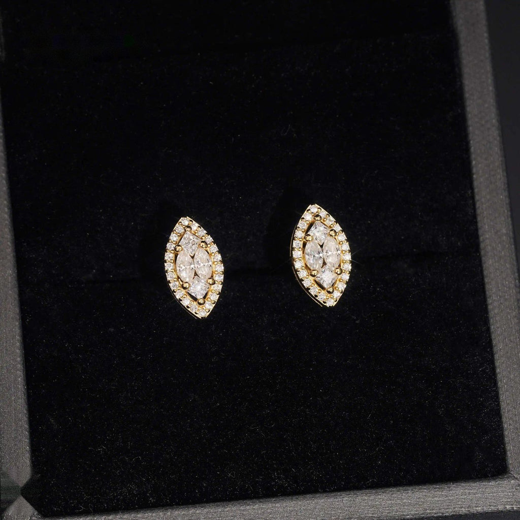 Marquise Stud Earrings — Moissanite, 925 Silver