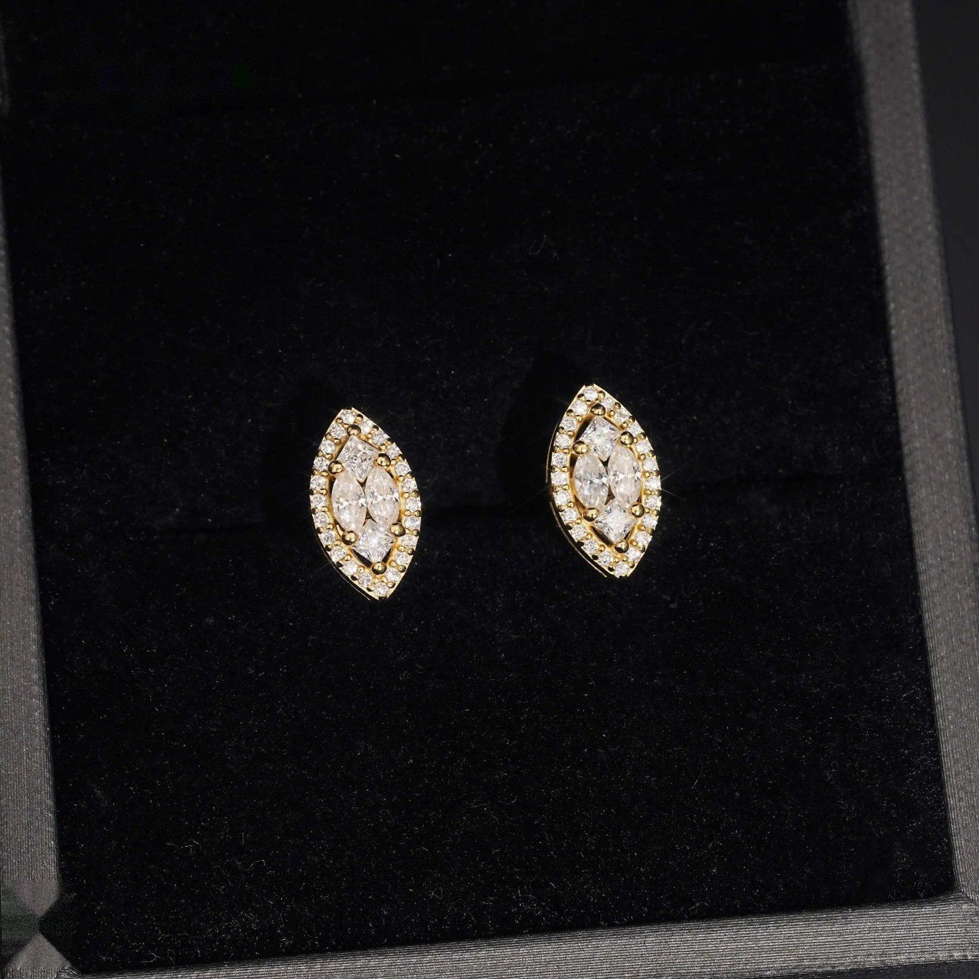 Marquise Stud Earrings — Moissanite, 925 Silver