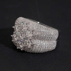 Flower Cluster Men's Band Ring — Moissanite, 925 Silver