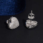 Pavé Heart Stud Earrings — Moissanite, 925 Silver
