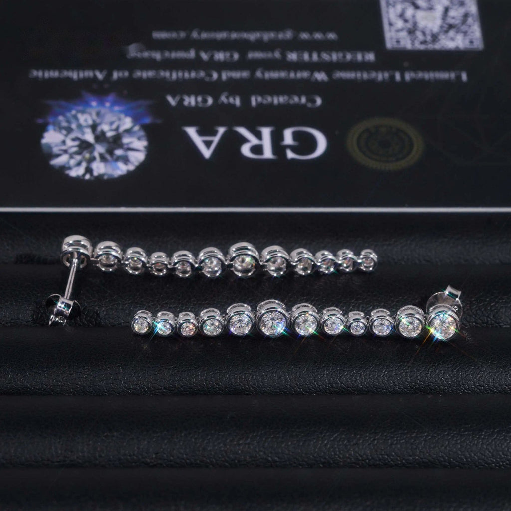 Bezel Drop Earrings — Moissanite, 925 Silver
