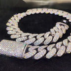 20mm Pavé Cuban Chain — Moissanite, 925 Silver