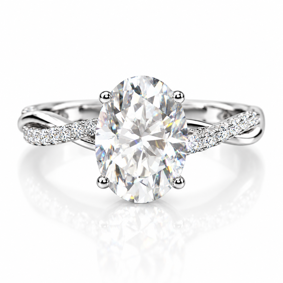 Womens Engagement Ring W — Moissanite, 925 Silver