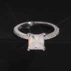 Princess Cut Solitaire Ring — Moissanite, 925 Silver