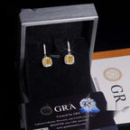 Cushion Halo Drop Earrings — Moissanite, 925 Silver