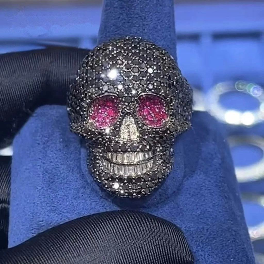 Iced Skull Ring — Moissanite, 925 Silver