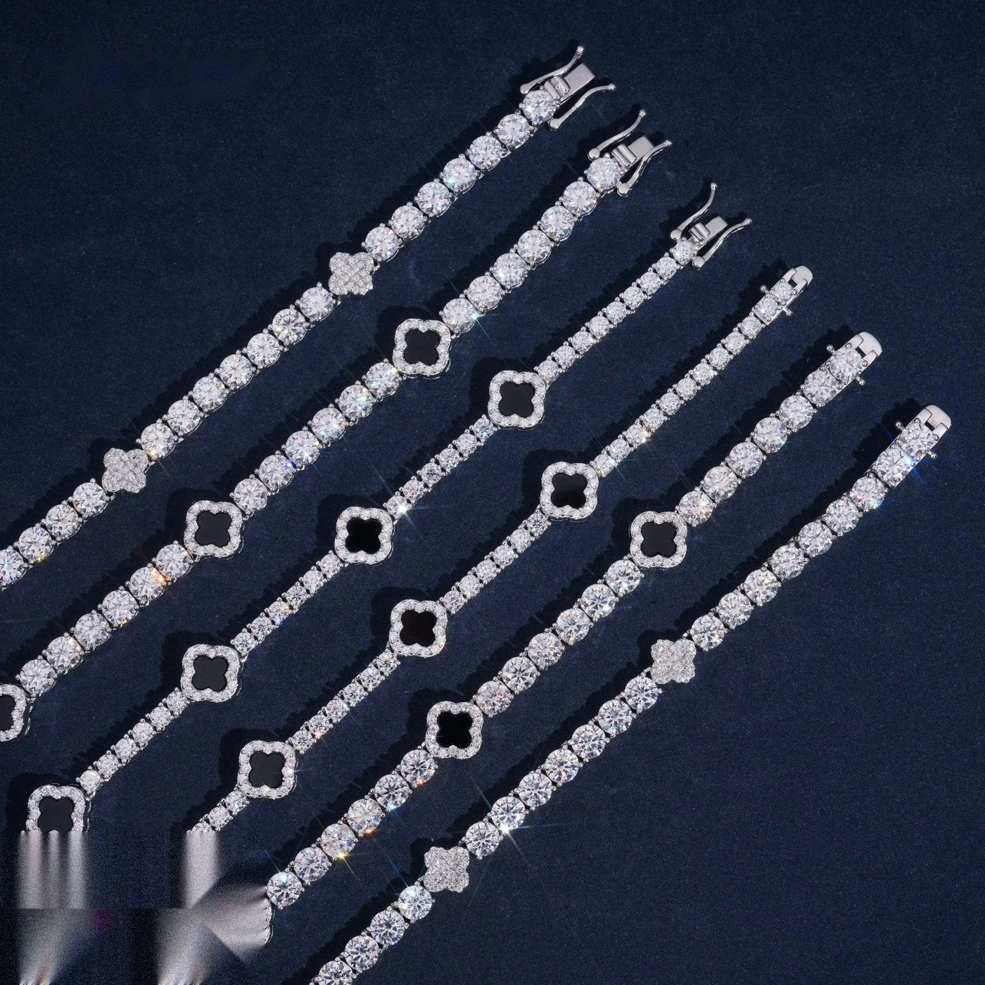 Vintage Clover Tennis Chain — Moissanite, 925 Silver