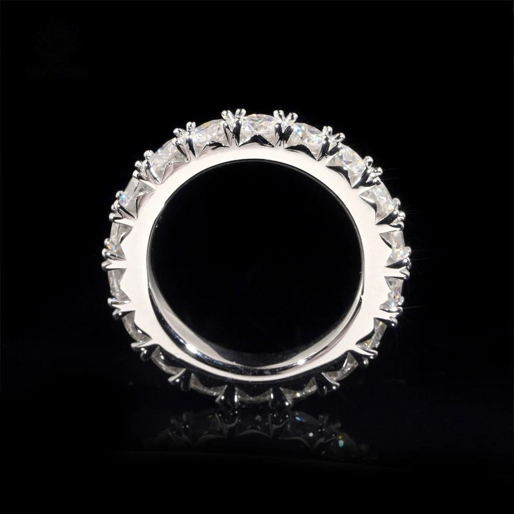 4mm Round Wedding Band Ring — Moissanite, 925 Silver