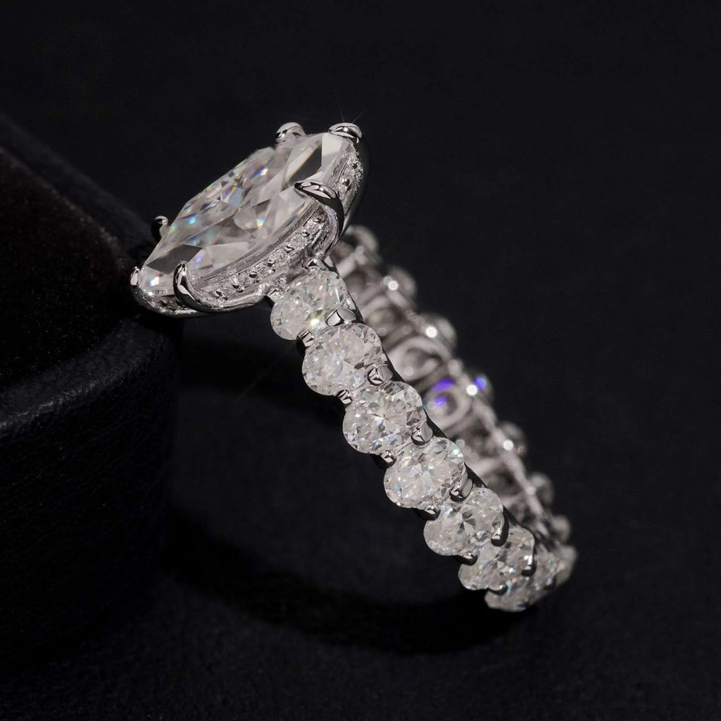 Marquise Solitaire Eternity Ring — Moissanite, 925 Silver