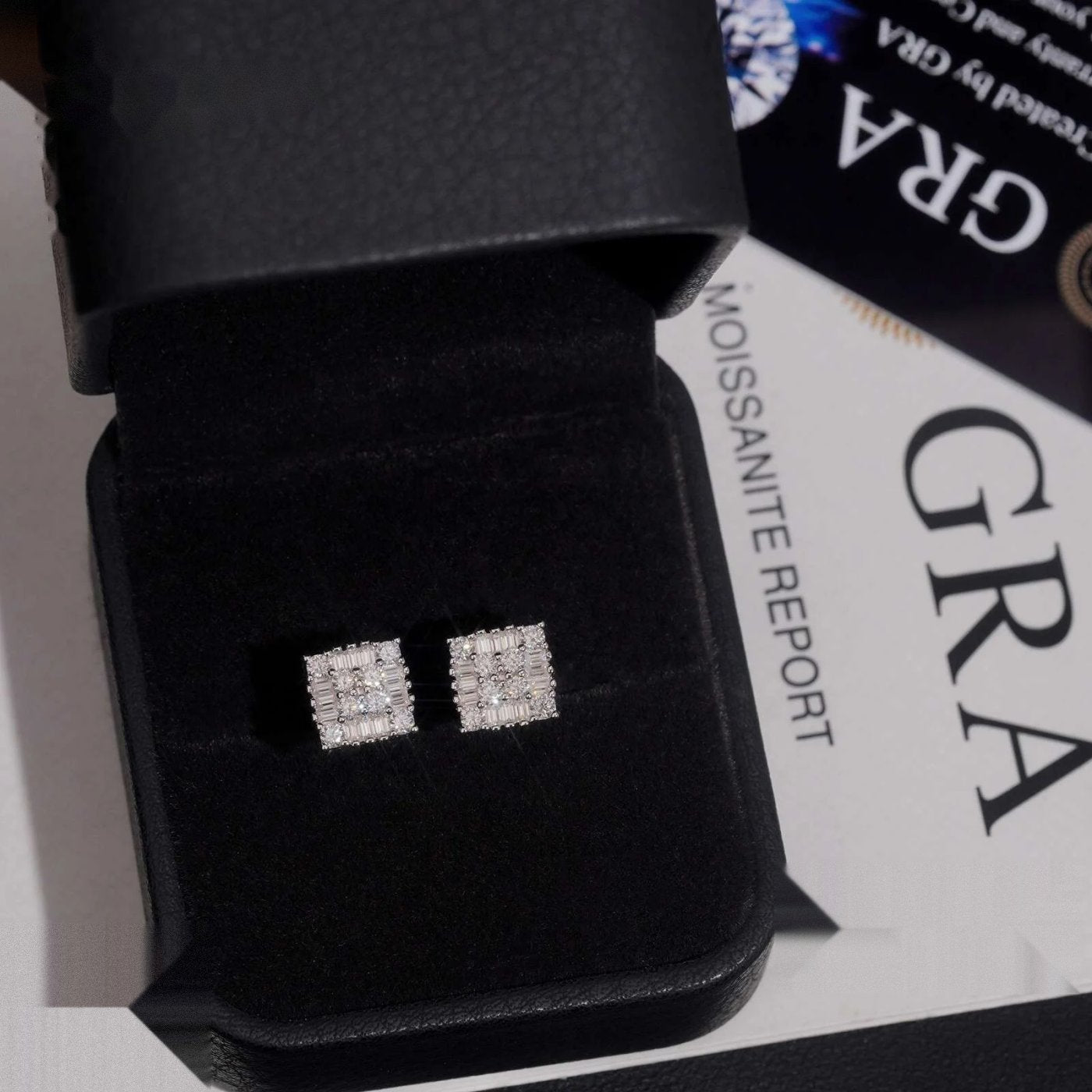 Men's Iced Cluster Stud Earrings — Moissanite, 925 Silver