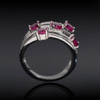 Vivid Pink Wave Ring — Moissanite, 925 Silver