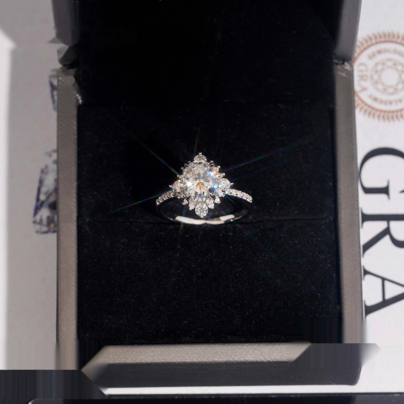 Oval Cut Engagement Ring — Moissanite, 925 Silver