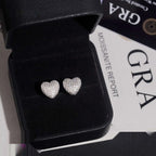 Pavé Heart Stud Earrings — Moissanite, 925 Silver