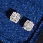 Men's Iced Square Stud Earrings — Moissanite, 925 Silver