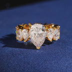 Pear Cut Halo Engagement Ring — Moissanite, 925 Silver