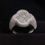 Men's Clover Half-Pavé Band Ring — Moissanite, 925 Silver