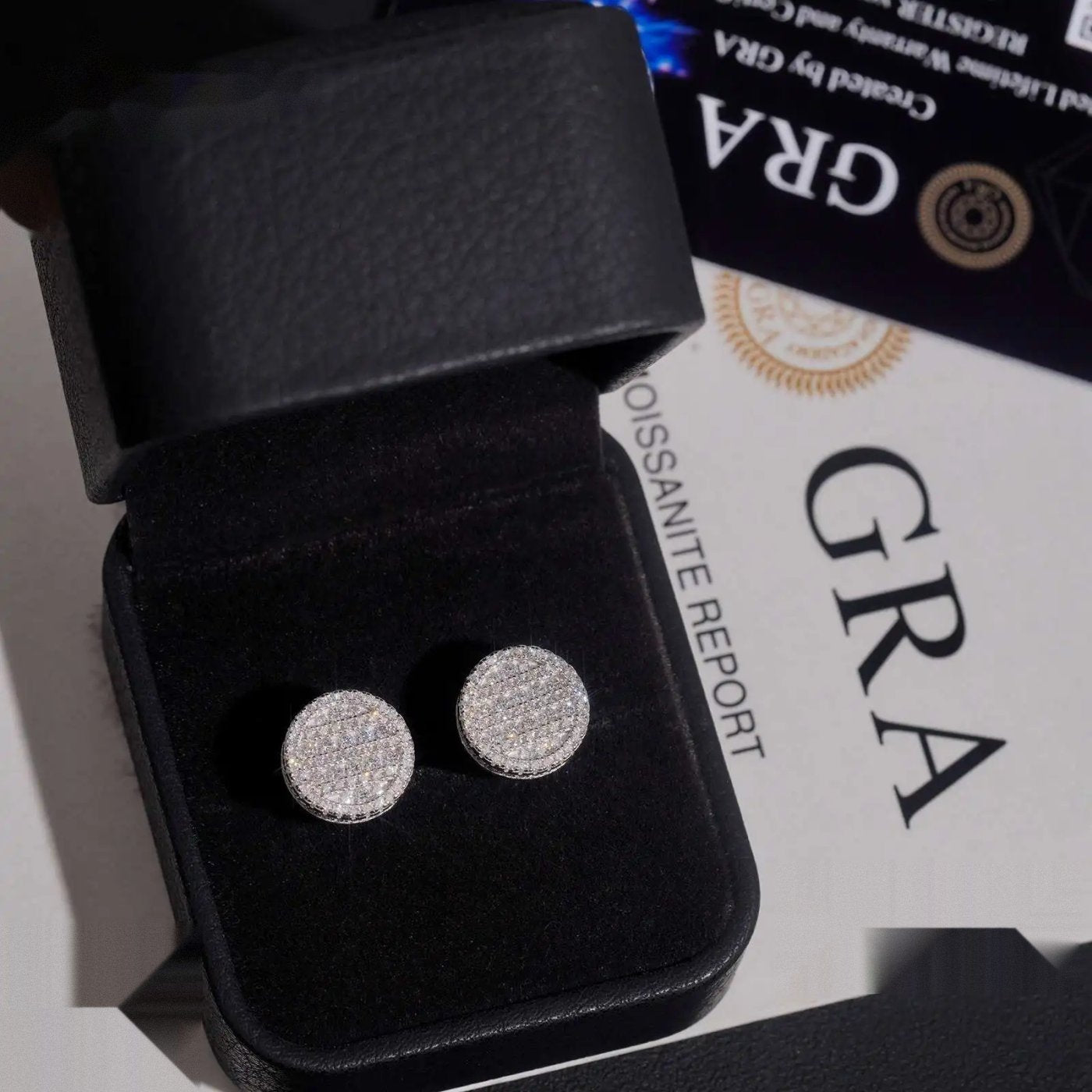 Round Pavé Dome Stud Earrings — Moissanite, 925 Silver