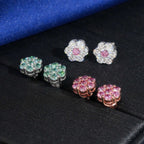 Colored Flower Cluster Studs — Moissanite, 925 Silver