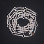 Black Agate Clover Tennis Chain — Moissanite, 925 Silver