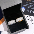 3-Row Pavé Band Ring — Moissanite, Stainless Steel