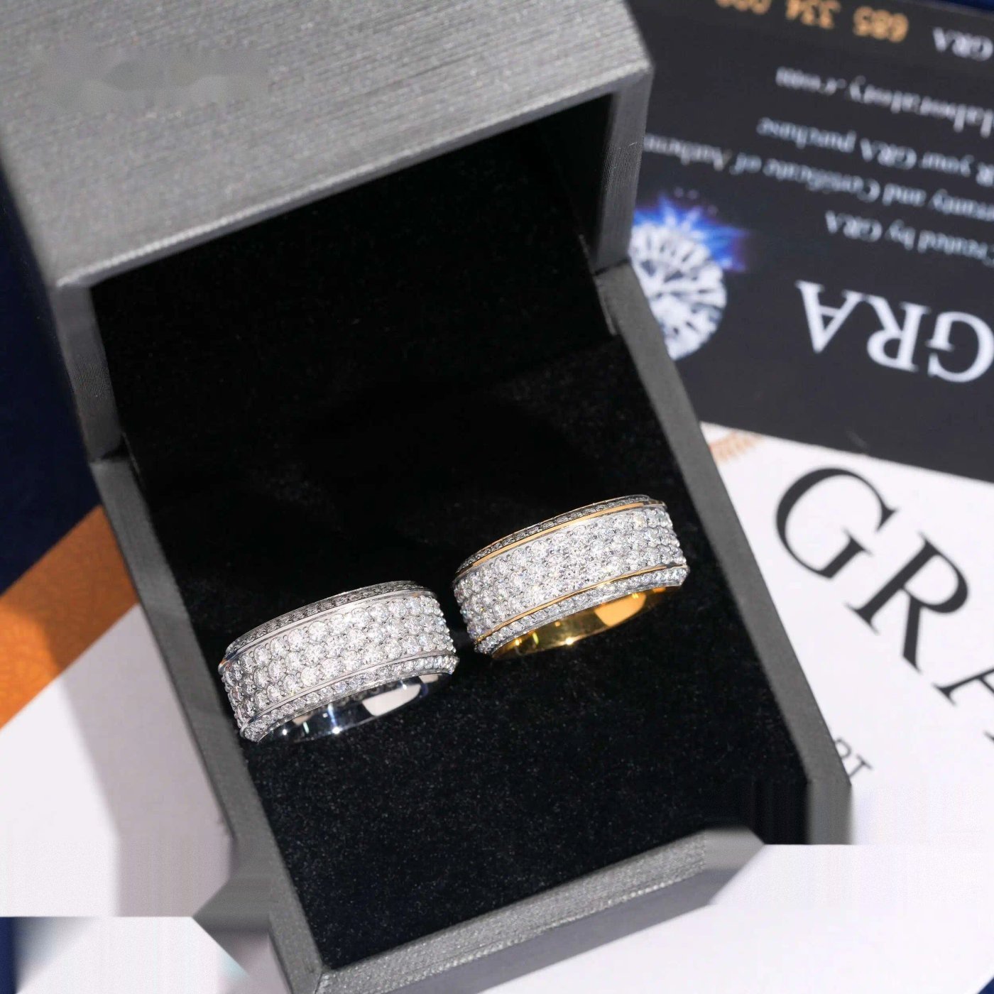 3-Row Pavé Band Ring — Moissanite, Stainless Steel
