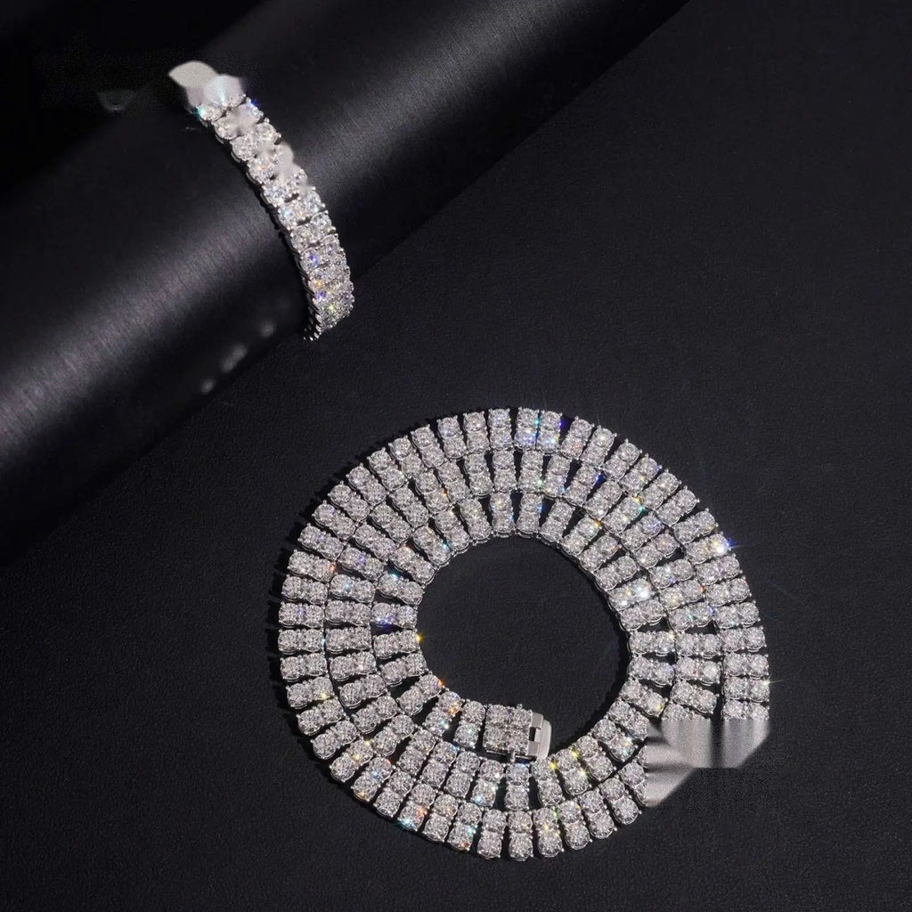 2-Row 4mm Tennis Necklace — Moissanite, 925 Silver