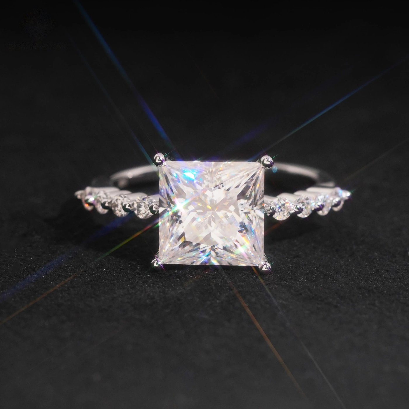 9mm Princess Cut Marquise Band Ring — Moissanite, 925 Silver