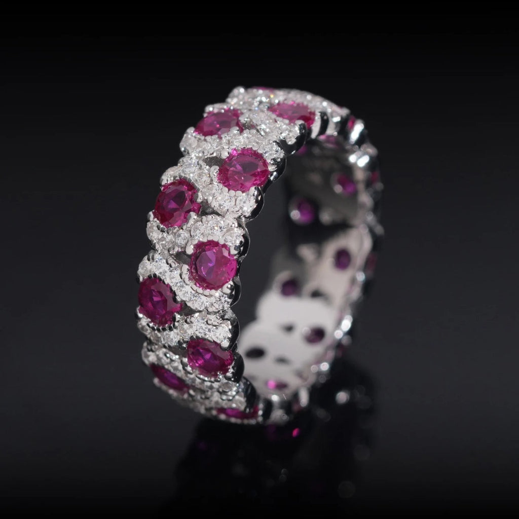 Vivid Pink Eternity Band — Moissanite, 925 Silver