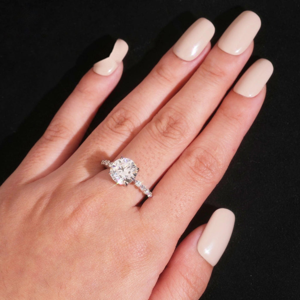 Round Cut Marquise Band Ring — Moissanite, 925 Silver