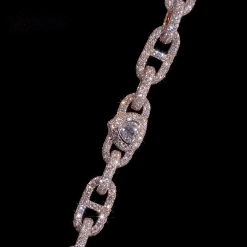10mm Mariner Link Chain — Moissanite, 925 Silver