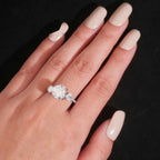 Oval Three-Stone Wedding Ring — Moissanite, 925 Silver