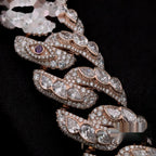 15mm Rose Gold Floral Petal Cuban Chain — Moissanite, 925 Silver