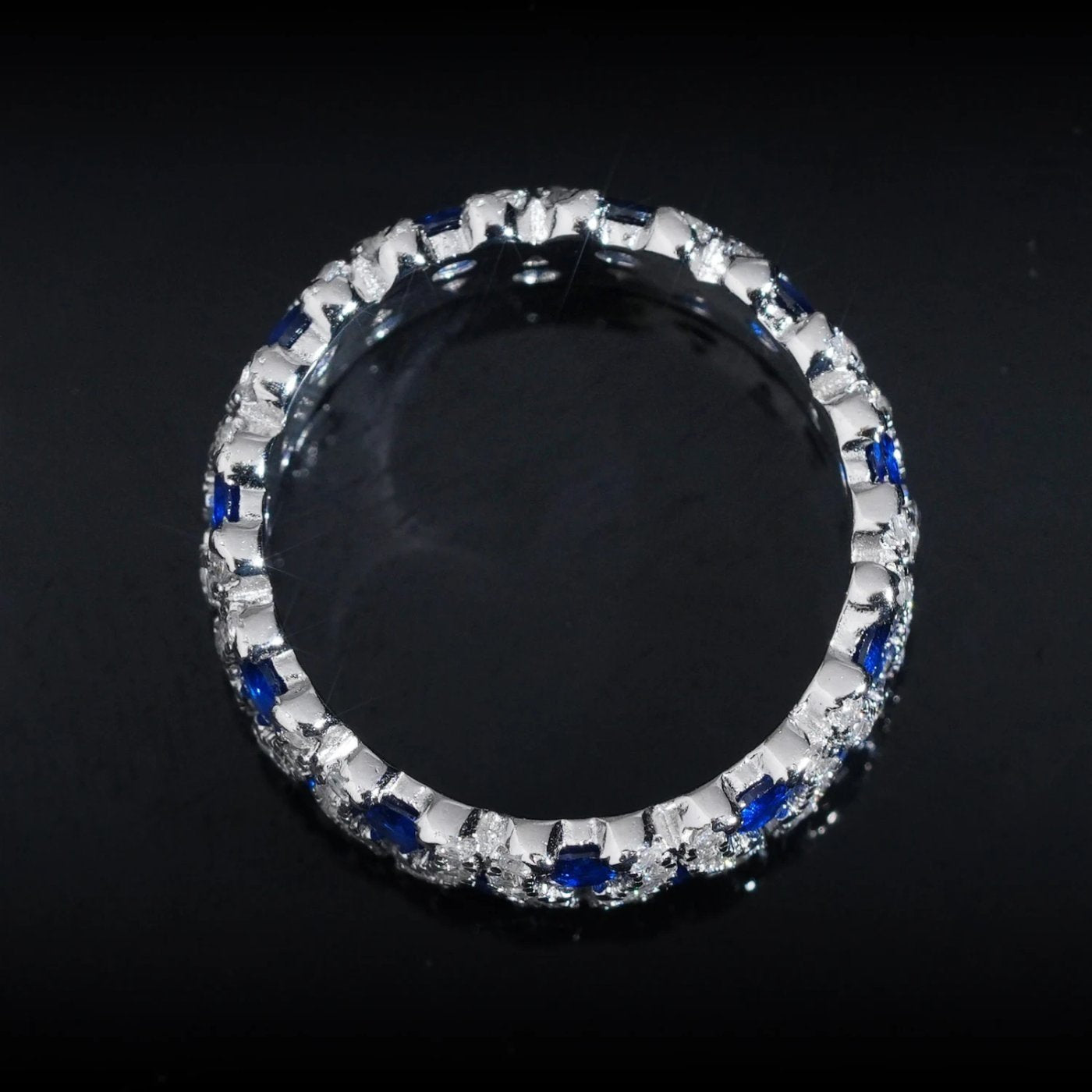 Vivid Blue Eternity Band — Moissanite, 925 Silver