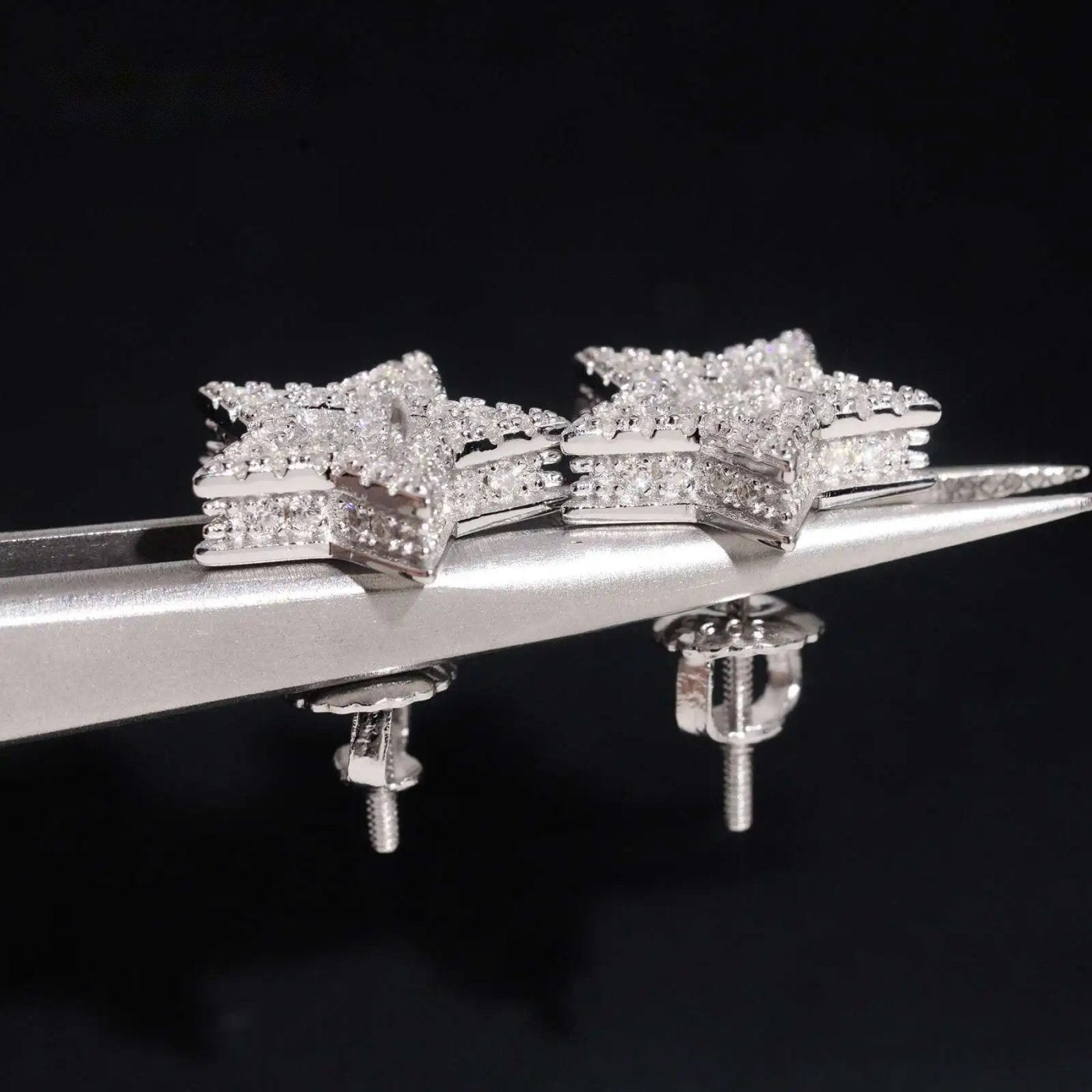 Pavé Star Stud Earrings — Moissanite, 925 Silver