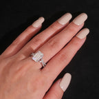 Emerald Cut Twist Band Ring — Moissanite, 925 Silver