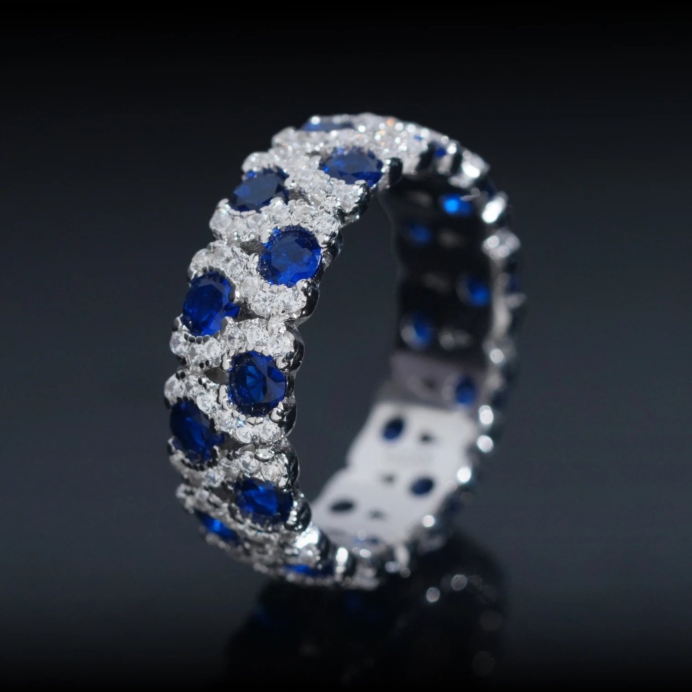 Vivid Blue Eternity Band — Moissanite, 925 Silver