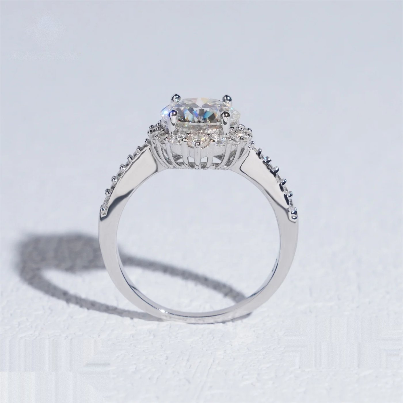 Trendy Round Eternity Ring — Moissanite, 925 Silver
